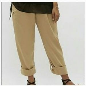 6th & Lane Gold Satin Cargo Pants NWT